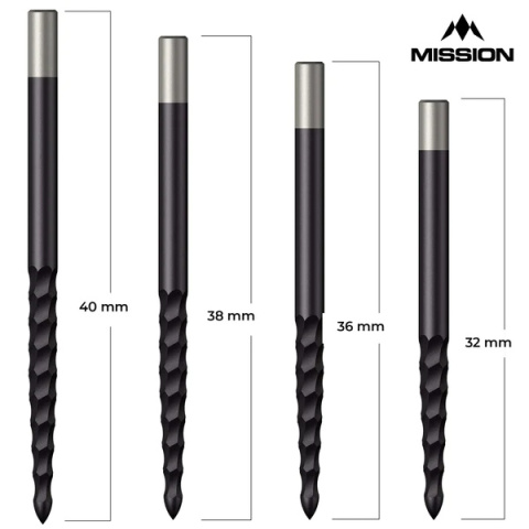 Mission Lunar FS Dart Points Rough Cut Black 32/36/38/40 mm Mission Lunar FS Dart Points Rough Cut Black 32/36/38/40 mm