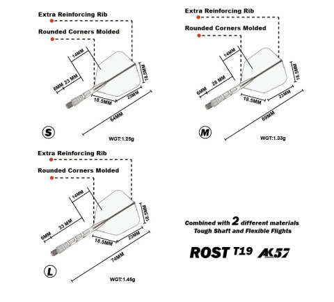 CUESOUL ROST T19 INTEGRATED DART FLIGHTS - Big Wing - Black CUESOUL ROST T19 INTEGRATED DART FLIGHTS - Big Wing - Black