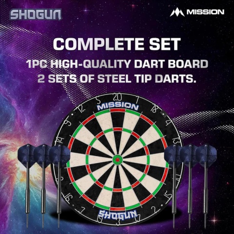 Tarcza Mission Shogun z 2 zestawami lotek