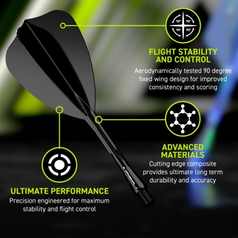 Winmau Fusion Integrated Flight & Shaft System Fluoro Black Winmau Fusion Integrated Flight & Shaft System Fluoro Black