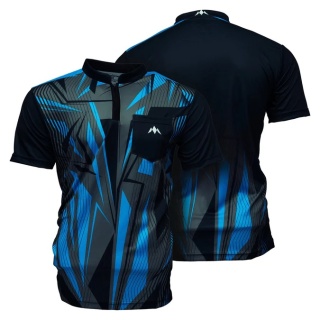 Mission Darts Flint Dart Shirt – Collarless – Lightweight – Black & Blue