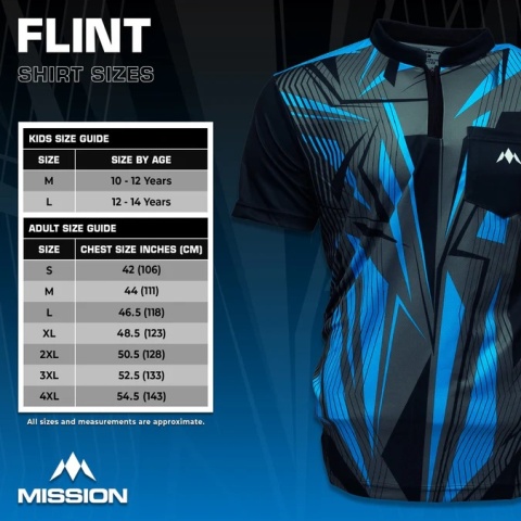 Mission Darts Flint Dart Shirt – Collarless – Lightweight – Black & Blue