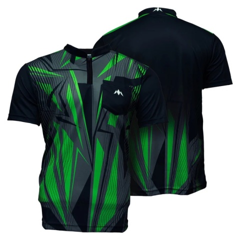 Mission Darts Flint Dart Shirt – Collarless – Lightweight – Black & Green