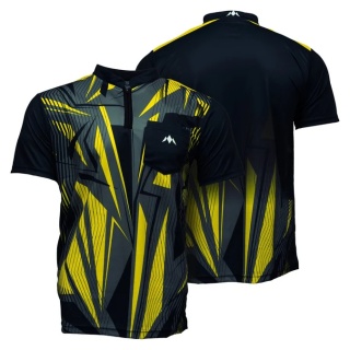 Mission Darts Flint Dart Shirt – Collarless – Lightweight – Black & Yellow