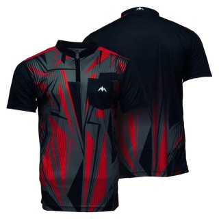 Mission Darts Flint Dart Shirt – Collarless – Lightweight – Black & Red