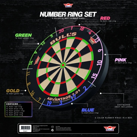 Zestaw 5 Obręczy Numerycznych Bull's Kolorful Matt Number Ring
