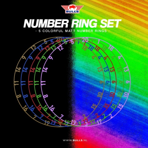 Zestaw 5 Obręczy Numerycznych Bull's Kolorful Matt Number Ring