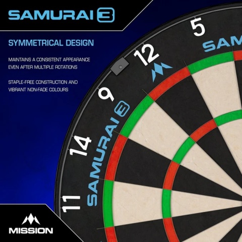 Mission Samurai 3 Dartboard – Profesjonalna Tarcza do Darta – Knife Wire – Black Number Ring Mission Samurai 3 Dartboard – Profesjonalna Tarcza do Darta – Knife Wire – Black Number Ring
