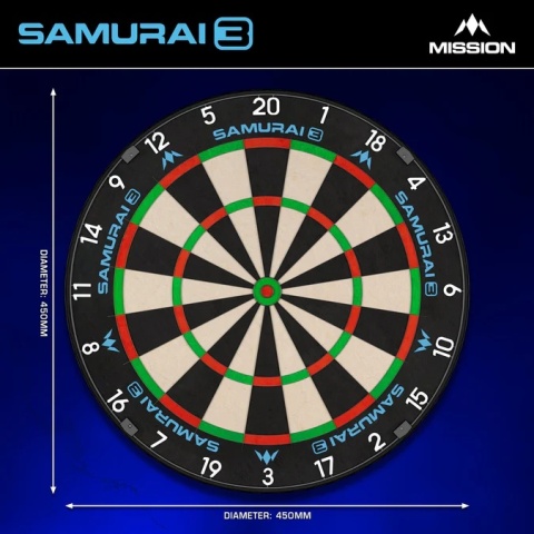 Mission Samurai 3 Dartboard – Profesjonalna Tarcza do Darta – Knife Wire – Black Number Ring Mission Samurai 3 Dartboard – Profesjonalna Tarcza do Darta – Knife Wire – Black Number Ring