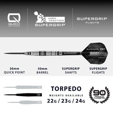 Supergrip QP Torpedo 90% Harrows