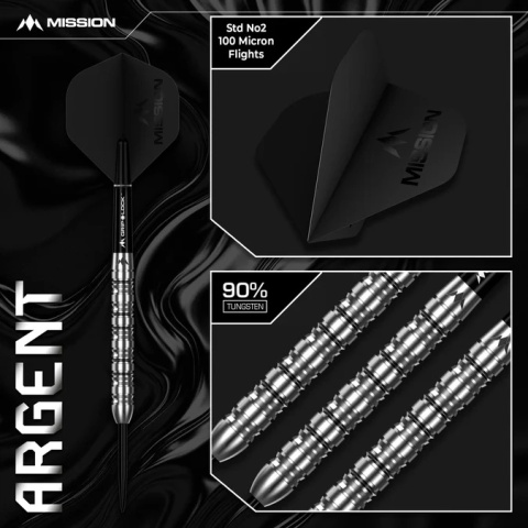 Mission Argent Darts – Lotki Stalowe – 90% Wolfram – Srebrne