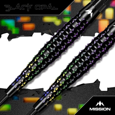 Mission Black Opal Darts – Stalowe Groty – 95% Wolfram – Czarna i Koralowa Powłoka PVD