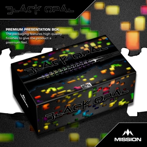 Mission Black Opal Darts – Stalowe Groty – 95% Wolfram – Czarna i Koralowa Powłoka PVD