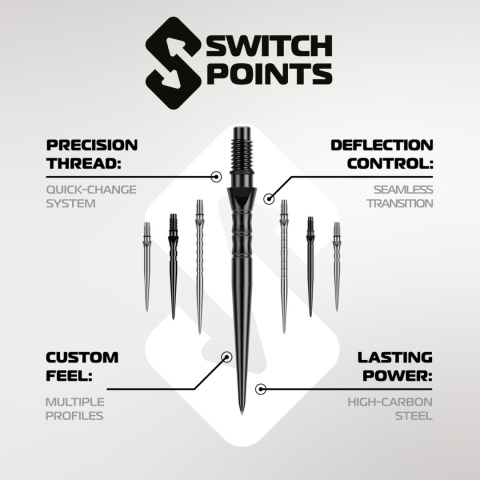 Winmau Switch Point Smooth Silver/Black