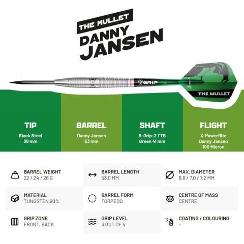 BULL'S Danny Jansen G2 90% – Professional Steel Tip Darts