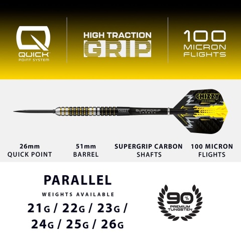 Harrows Dave Chisnall V1 Quick Point 90% – Steel Tip Darts