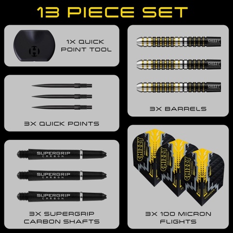 Harrows Dave Chisnall V1 Quick Point 90% – Steel Tip Darts