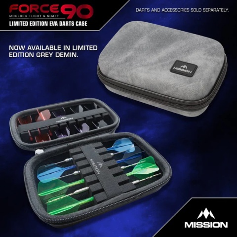Mission Force 90 EVA Dart Case Large – Limitowany futerał na lotki (Grey Denim)