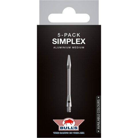 BULL’S Simplex Medium Silver – Shafty do darta (5-pack)