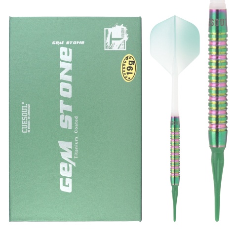 Cuesoul Green Gem Stone 90% – šipky soft tip