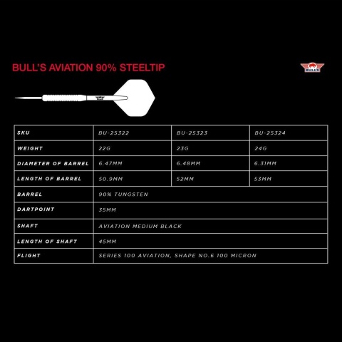 Lotki Bull’s Aviation 90% – Steel Tip Darts