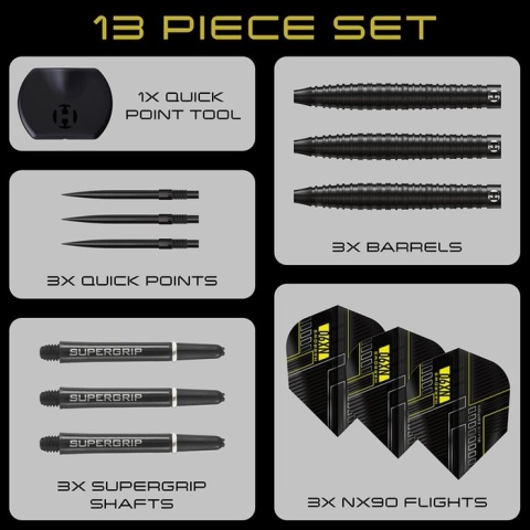 Harrows NX90 Black Quick Point 90% - Šipky