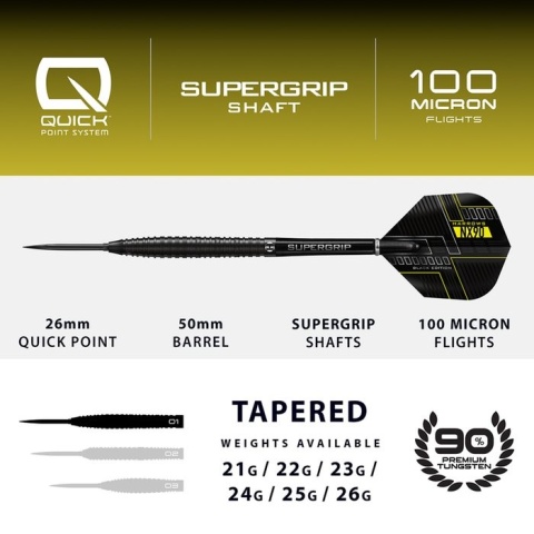 Harrows NX90 Black Quick Point 90% - Šipky