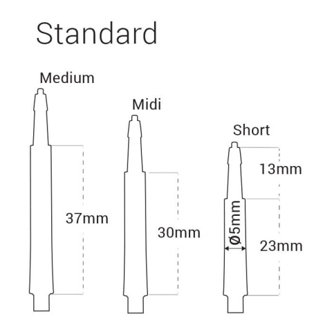 Shafty Harrows Clic System Standard — wszystkie kolory