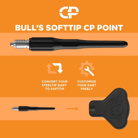Bull's CP Points Softtip Black 25mm 15 pcs - Groty soft