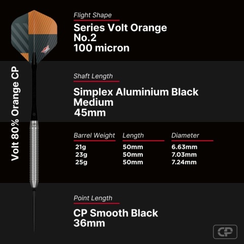 Bull's Volt 80% Orange CP 95% 21/23/25g – lotki steel