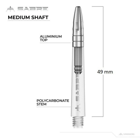 Mission Sabre Shafts - Clear - Silver Top Mission Sabre Shafts - Clear - Silver Top