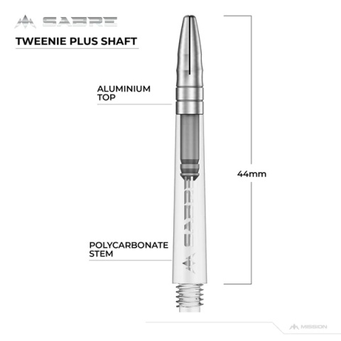 Mission Sabre Shafts - Clear - Silver Top Mission Sabre Shafts - Clear - Silver Top