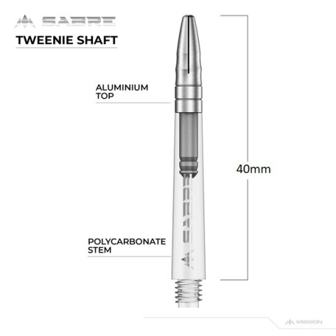 Mission Sabre Shafts - Clear - Silver Top Mission Sabre Shafts - Clear - Silver Top
