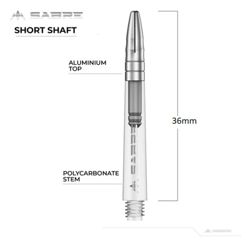 Mission Sabre Shafts - Clear - Silver Top Mission Sabre Shafts - Clear - Silver Top