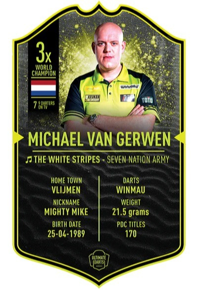 MICHAEL VAN GERWEN ULTIMATE DARTS CARD MICHAEL VAN GERWEN ULTIMATE DARTS CARD