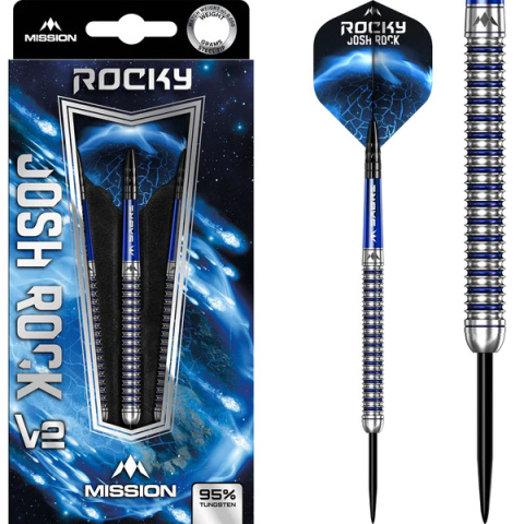 Mission Josh Rock Darts v2 - Silver & Blue PVD 22/24g 95%