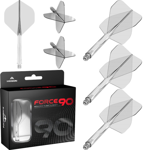 Mission Force 90 Moulded Flight & Shaft No2 Standard Clear Mission Force 90 Moulded Flight & Shaft No2 Standard Clear